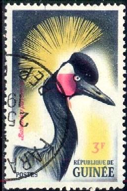 Bird, Crowned Crane, Guinea stamp SC#268 used