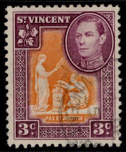 ST. VINCENT GVI SG166a, 3c orange & purple, FINE USED.