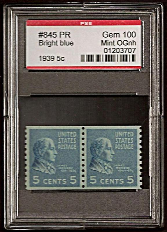 #845PR  James Monroe CP * PSE Gem 100 MNH SMQ - $500.00     