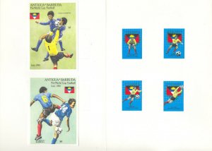 Antigua #1217-1222 World Cup Soccer 4v & 2v S/S Imperf Proofs in Folder