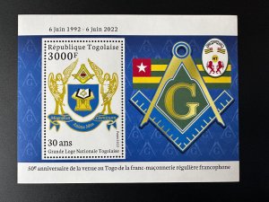 Togo 2022 S/S Grande Loge régulière Franc-maçons Freimaurer Freemasonry Masonic