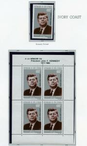JOHN F. KENNEDY MEMORIAL FRENCH COLONIES SETS & SHEETLET  MINT NEVER HINGED