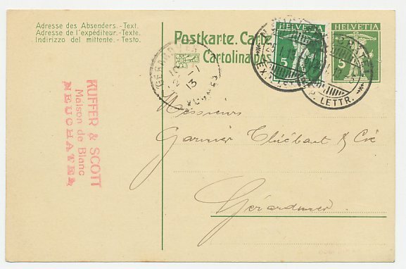 Postal stationery Switzerland 1913 Cacao Suchard