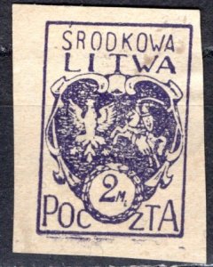 Central Lithuania - Poland; 1920: Sc. # 5: Mint Imperf. Single Stamp