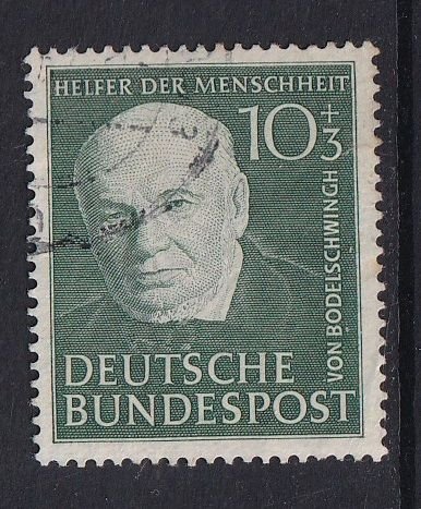 Germany  #B321  used  1951  portraits 10pf von Bodelschwingh