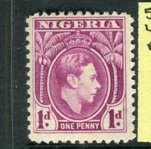 NIGERIA; 1938 early GVI portrait issue fine Mint hinged Shade of 1d. value