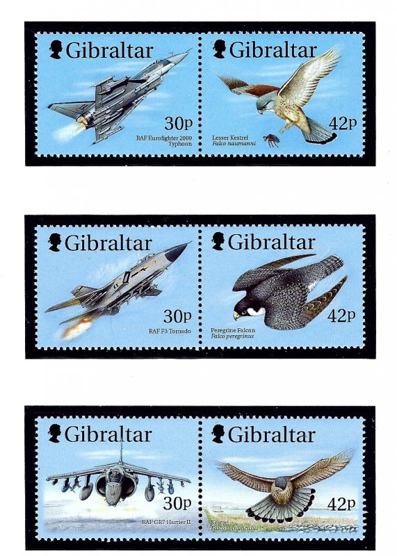 Gibraltar 812a-14a MNH 1999 Fighter Jets and Birds Pairs