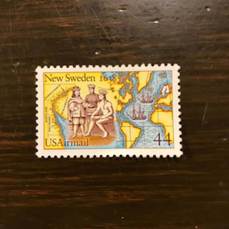 US SC C117 MNH, DG - 44¢ Settler, 2 Indians, Map of New Sweden (1) - Superb