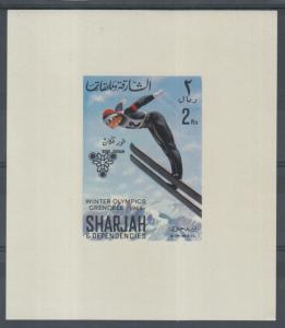 XG-D512 SHARJAH - Olympic Games, 1968 Grenoble Khor Fakkan Ovp, Deluxe MNH Sheet