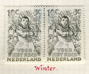 NETHERLANDS; 1949 early Child Welfare issue Mint hinged Pair 10c.