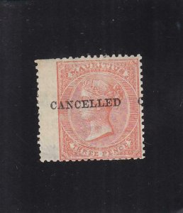 Mauritius: Sc #34, Cancelled Overprint, MH  (34844)