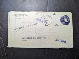 1937 USA Airmail Crash Cover with Letter Yonkers NY to Rio De Janeiro Brazil