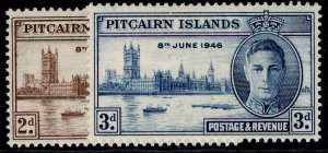 PITCAIRN ISLANDS GVI SG9-10, 1946 victory set, M MINT.