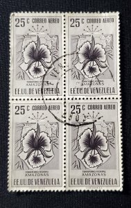 Venezuela 503, 1953 Map and Orchids, Cat. value - $8.40 for 4-block