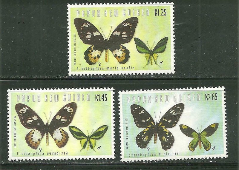 Papua New Guinea MNH 1041-3 Endangered Butterflies 2002