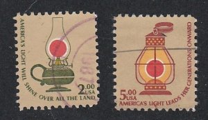 United States. # 1611-1612, Lanterns, $ 2.00 & $ 5.00 Stamps, Used