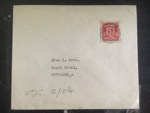 1941 Guernsey Channel Islands Occupation First Day Cover FDC To Royal Hotel