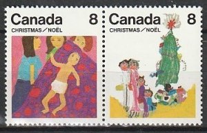 1975 Canada - Sc 677a - MNH VF - 1 pair - Christmas - Child/Family