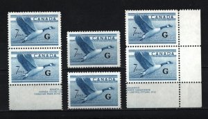 CANADA 1952 CANADIAN GOOSE SET OF 6 OFFICIAL STAMPS OVETPRINTED MNH