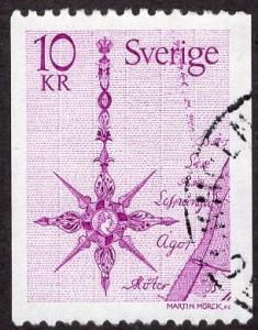 Sweden 1257 - Used - 10k North (Compass Rose) / Map (1978) (cv $0.60)