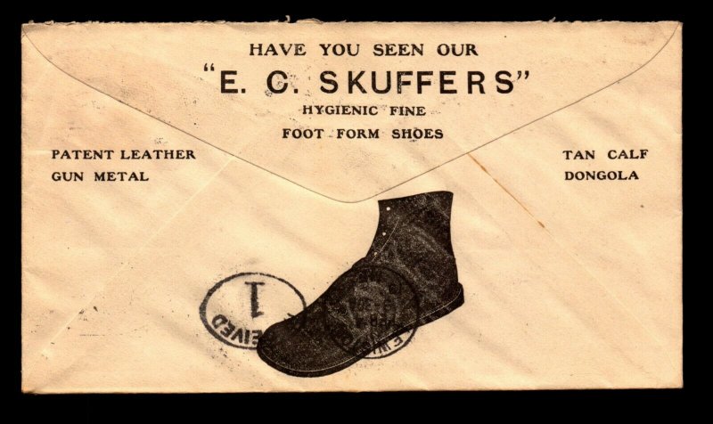 1908 E.C. Skuffers Shoe Advert Cover / Nice Boston CDS - L9469