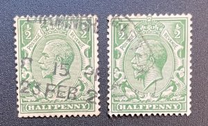 Great Britain #159 + #187 King George V (1912 vs 1924 variation)