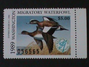 ​UNITED STATES-1989 WASHINGTON-MIGRATIORY WATERFOWL BIRD STAMPS MNH VF-LAST ONE