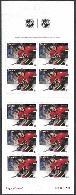 Canada #2674a 63¢ Calgary Flames (2013). Booklet of 10 stamps. MNH