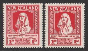 NEW ZEALAND 1929 Healths 1d+1d reds. MNH **. CP T1a & 2a cat NZ$180.