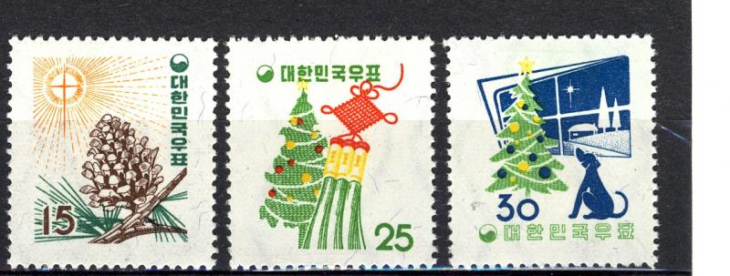 KOREA  1957 CHRISTMAS #265 - 267  MNH  $40.00