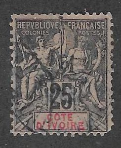 Ivory Coast #10  25c Navagation & Commerce  (U) CV $7.50