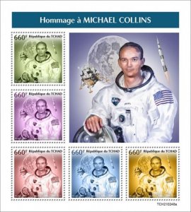 Chad - 2021 Astronaut Michael Collins - 5 Stamp Sheet - TCH210248a