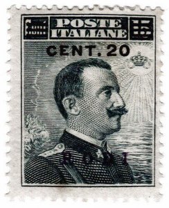 (I.B) Italy Postal : Italian Occupation of Rodi 20c on 15c OP