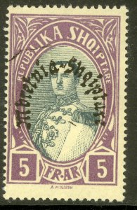 ALBANIA 1928 5fr KING ZOG I Portrait Issue Sc 237 MH