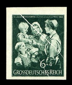 Germany #B254var (Mi. 870U) Cat€300+, 1944 Mother & Child, imperf. single w...