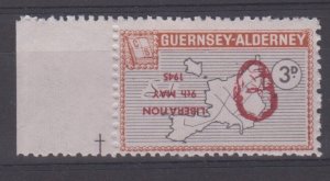 Alderney 1965 Maps 3d  'Liberation' Inverted Overprint Unmounted mint