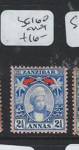 ZANZIBAR (P1601B) SULTAN 2 1/2A SG 160  MOG