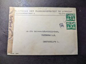 1941 Censored WWII Netherlands Cover to Freiburg Germany