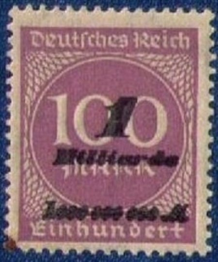 Germany Sc #310b MNH,Og 1923 (Mi 331a) 1mlrd m on 100m error over inked corner