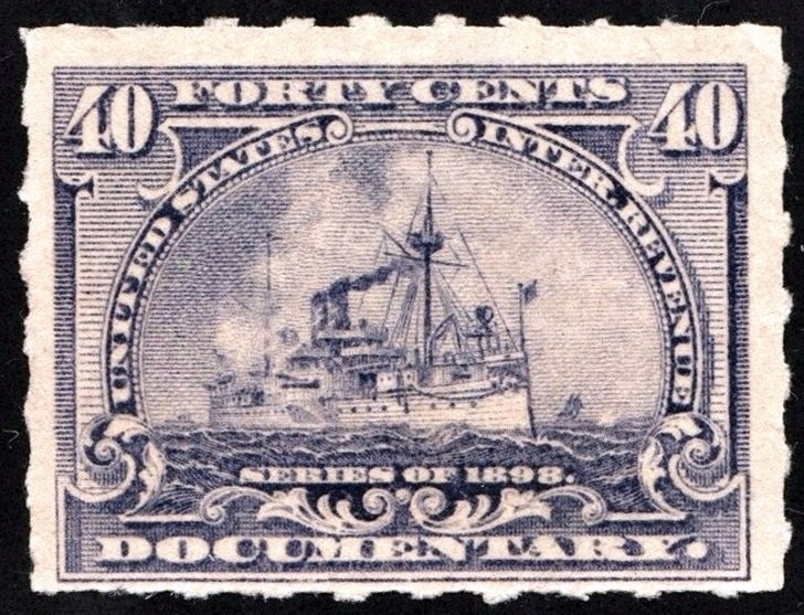 SC#R170p 40¢ Revenue: Documentary Stamp: Hyphen Hole Perf 7 (1898) Uncancelled