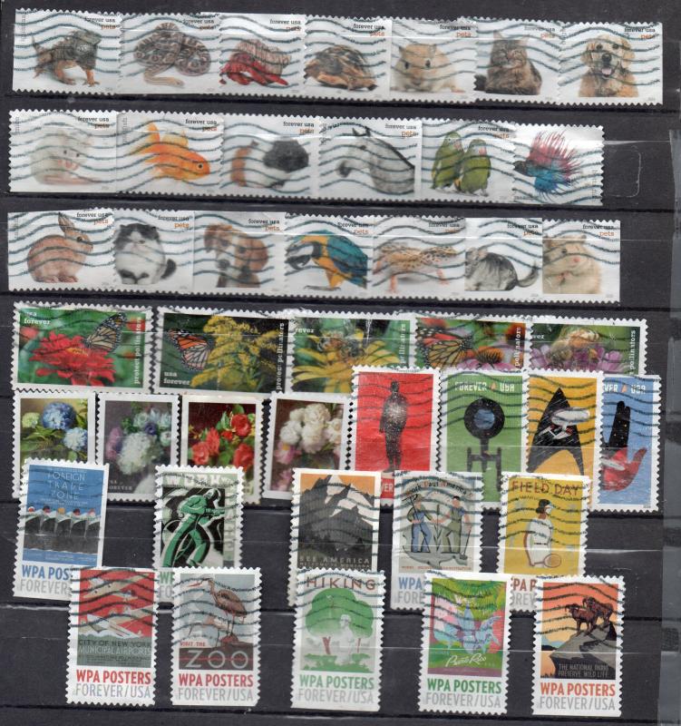 43 Forever Stamps all different Sets all off paper