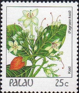 Palau 133 - Mint-NH - 25c Fragraea Ksid (Flower) (1988) (cv $0.50)