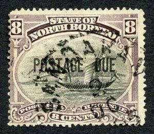 North Borneo SGD7 8c Black and dull purple Post Due Cat 55 Pounds