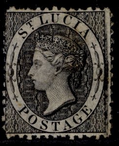 ST. LUCIA QV SG11, (1d) black, UNUSED. Cat £38.