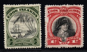 1932 cook islands captain cook stamps SG 99-100 * perforated 14 CV$60