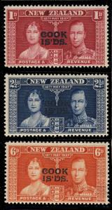 COOK ISLANDS - 1937 SG 124/126 KGVI CORONATION Set of 3 - Mint* (MOGH / MM)