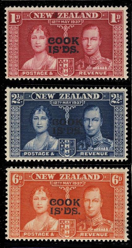 COOK ISLANDS - 1937 SG 124/126 KGVI CORONATION Set of 3 - Mint* (MOGH / MM)