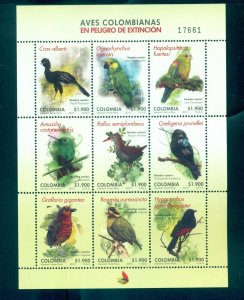 Colombia - Sc# 1332. 2010 Shhet of 9 Birds. MNH. $22.50.