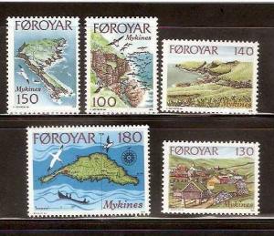 Geology, Mykines Island, Map, Coast 5V MNH** 1978 Faroe Island # 1704