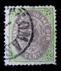 US/DANISH W. INDIES - SCOTT # 6 - USED - CAT VAL $20.00